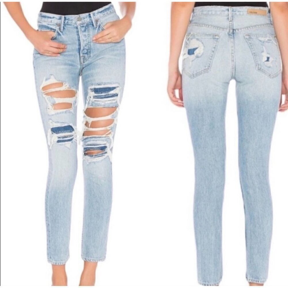 NWT GRLFRND x Revolve Karolina High-Rise E Street Distressed Skinny Jeans 32 - Picture 7 of 11